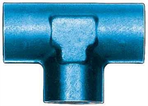 Fitting - Adapter Tee - 1/8 in NPT Female x 1/8 in NPT Female x 1/8 in NPT Female - Aluminum - Blue Anodized - Each