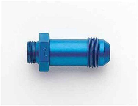Fitting - Adapter - Straight - 8 AN Male Swivel to 9/16-24 in Male - Aluminum - Blue Anodized - Each