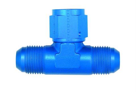 Fitting - Adapter Tee - 10 AN Female x 10 AN Male x 10 AN Male - Aluminum - Blue Anodized - Each
