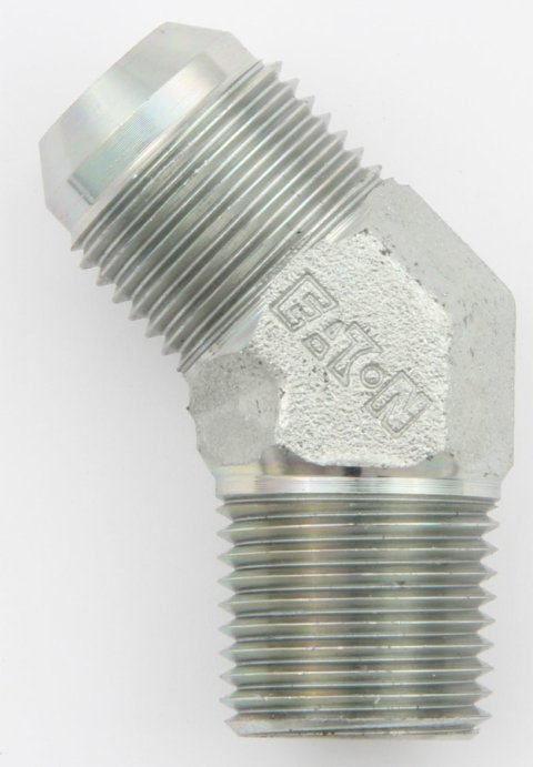 Fitting - Adapter - 45 Degree - 4 AN Male to 1/8 in NPT Male - Steel - Zinc Oxide - Each