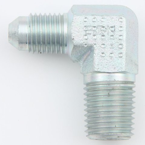 Fitting - Adapter - 90 Degree - 4 AN Male to 1/4 in NPT Male - Steel - Zinc Plated - Each