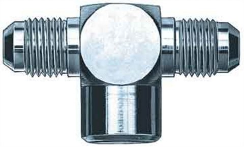 Fitting - Adapter Tee - 1/8 in NPT Female x 3 AN Male x 3 AN Male - Steel - Zinc Plated - Each