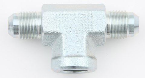 Fitting - Adapter Tee - 1/4 in NPT Female x 6 AN Male x 6 AN Male - Steel - Zinc Plated - Each