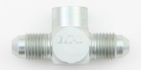 Fitting - Adapter Tee - 3/8-24 in Inverted Flare Female x 4 AN Male x 4 AN Male - Steel - Zinc Plated - 3/16 in Hardline - Each