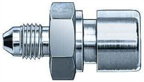 Fitting - Adapter - Straight - 3/8-24 in Inverted Flare Female to 4 AN Male - Steel - Zinc Oxide - 3/16 in Hardline - Pair