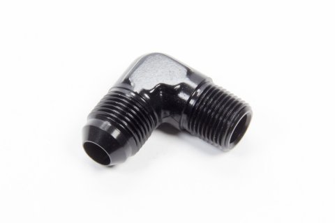 Fitting - Adapter - 90 Degree - 8 AN Male to 3/8 in NPT Male - Aluminum - Black Anodized - Each