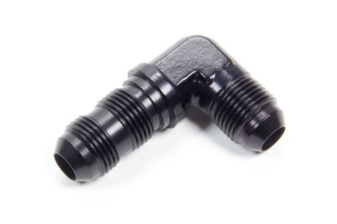 Fitting - Bulkhead - 90 Degree - 8 AN Male to 8 AN Male Bulkhead - Aluminum - Black Anodized - Each