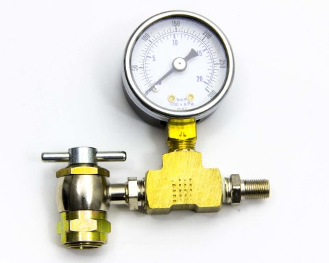Shock Inflator and Gauge - 0-300 psi - Mechanical - Analog - White Face - Monotube - Each