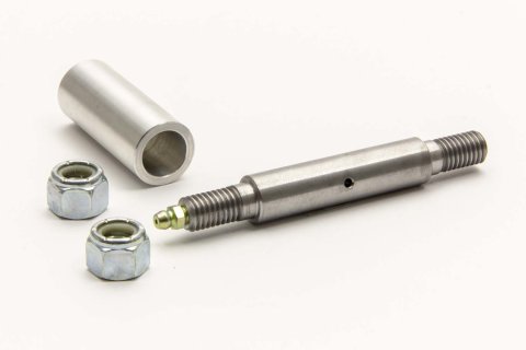 Spring Shackle Bolt Kit - Greasable - 2-1/2 in Long x 0.970 in OD Bushing - 4-3/4 in Long Stud - 3/4 Locknuts - Steel - Zinc Oxide - Kit