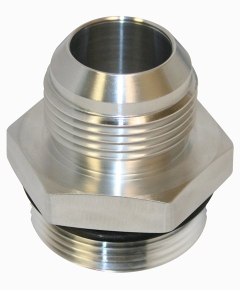 Fitting - Adapter - Straight - 20 AN Male O-Ring to 20 AN Male - Aluminum - Natural - Each