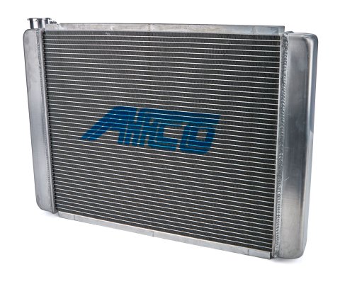 Radiator - 27.5 in W x 19 in H x 3 in D - Driver Side Inlet - Passenger Side Outlet - Aluminum - Natural - Each