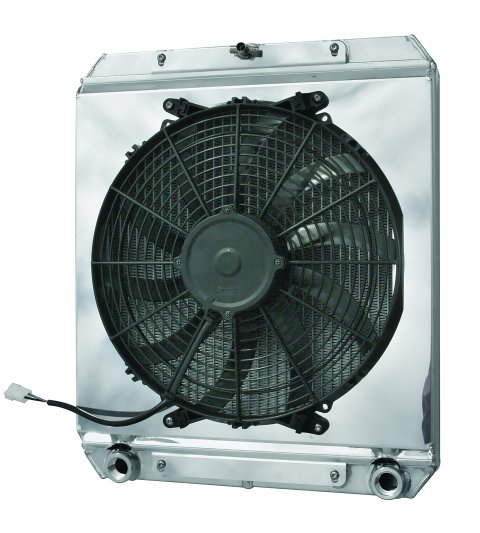 Electric Cooling Fan - 14 in Fan - Puller - 1550 CFM - 12V - Curved Blade - 20.25 x 17.25 in - Aluminum Shroud - Plastic - Black - Kit