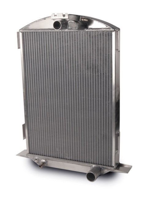 Radiator - 17 in W x 27 in H x 6.875 in D - Center Inlet - Passenger Side Outlet - Aluminum - Natural - Ford 1932 - Each