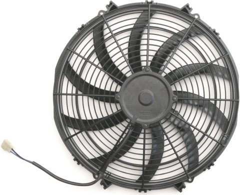 Electric Cooling Fan - 16 in Fan - 2200 CFM - 12V - Curved Blade - 3.062 in Thick - Plastic - Each