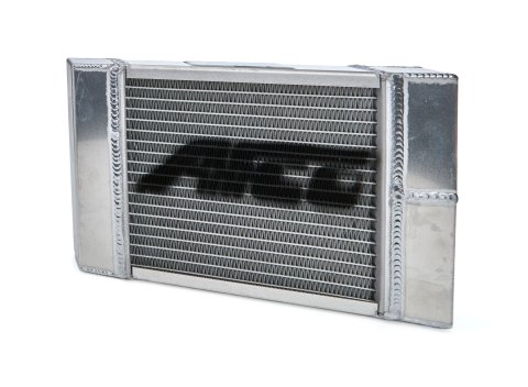 Radiator - Power Adder - 13.75 in W x 9.25 in H - Dual Pass - Drivers Side Inlet - Drivers Side Outlet - Aluminum - Natural - Drag Racing - Each