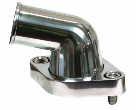Water Neck - 75 Degree - 1-1/2 in ID Hose - Swivel - O-Ring - Stainless Hardware - Aluminum - Polished - Chevy V8 - Each