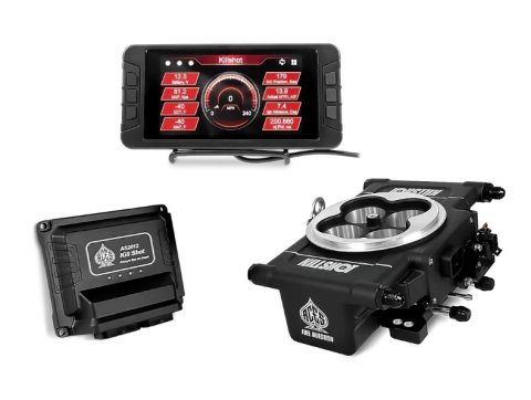 Fuel Injection - Killshot 4-BBL EFI - Throttle Body - Square Bore - Computer / Fittings / Wiring Harness - Aluminum - Black Ceramic Coating - Universal - Kit