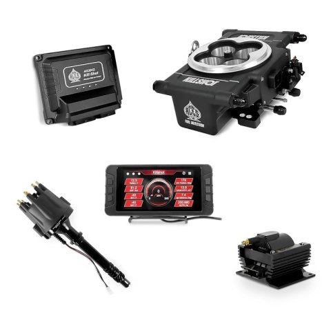 Fuel Injection - Killshot EFI - Throttle Body - Square Bore - Computer / Distributor / Fittings / Ignition Coil / Wiring Harness - Aluminum - Black Ceramic Coating - Universal - Kit