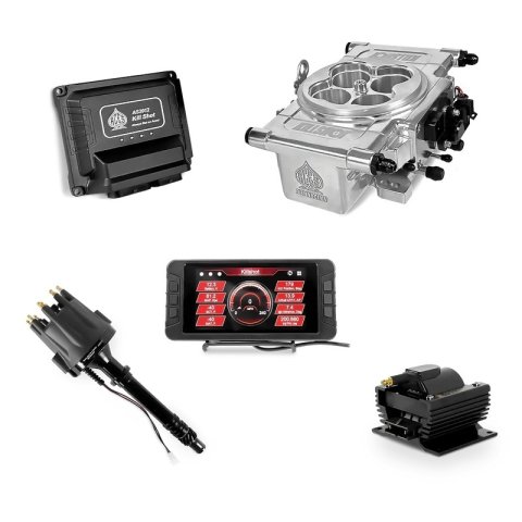 Fuel Injection - Killshot EFI - Throttle Body - Square Bore - Computer / Distributor / Ignition Coil / Wiring Harness - Aluminum - Polished - Universa