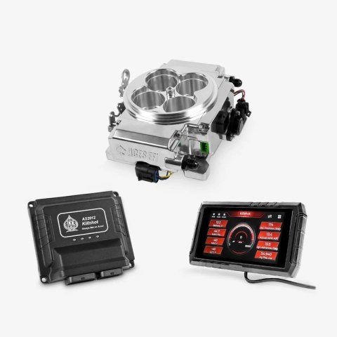 Fuel Injection - Killshot II 4-bbl EFI - Throttle Body - Square Bore - Computer / Wiring Harness - Aluminum - Polished - Universal - Kit