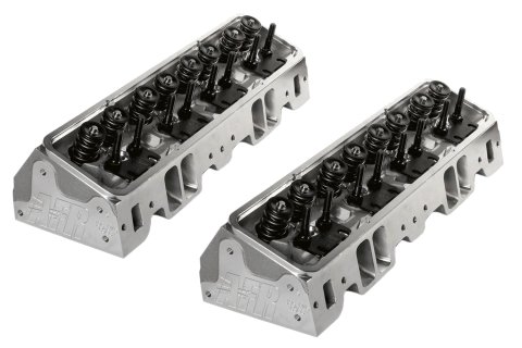 Cylinder Head - Eliminator Street - Assembled - 2.050 / 1.600 in Valves - 195 cc Intake - 75 cc Chamber - 1.290 in Springs - Straight Plug - Aluminum - Small Block Chevy - Pair