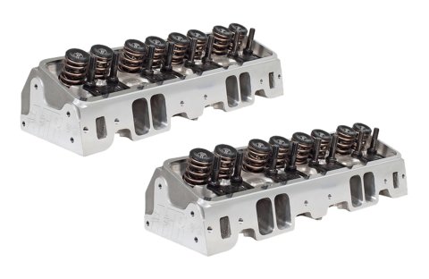 Cylinder Head - Eliminator Race - Assembled - 2.080 / 1.600 in Valves - 195 cc Intake - 65 cc Chamber - 1.260 in Springs - Angle Plug - Aluminum - Small Block Chevy - Pair