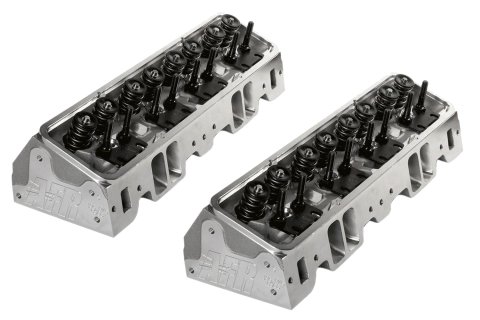 Cylinder Head - Eliminator Race - Assembled - 2.100 / 1.600 in Valves - 227 cc Intake - 65 cc Chamber - 1.550 in Springs - Angle Plug - Aluminum - Small Block Chevy - Pair