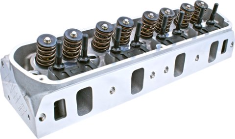 Cylinder Head - Enforcer - Assembled - 1.900 / 1.600 in Valves - 185 cc Intake - 63 cc Chamber - 1.290 in Springs - Angle Plug - Aluminum - Small Block Ford - Each