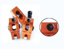 Rocker Arm - 7/16 in Stud Mount - 1.60 Ratio - 0.050 in Offset - Full Roller - Aluminum - Orange Anodized - Small Block Chevy - Set of 16