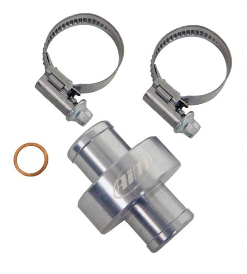 Water Temperature Fitting - Straight - In-Line - 5/8 in Hose Barb or 3/4 in Hose Barb - 1/4 in NPT Female Port - AiM Data Loggers - Each