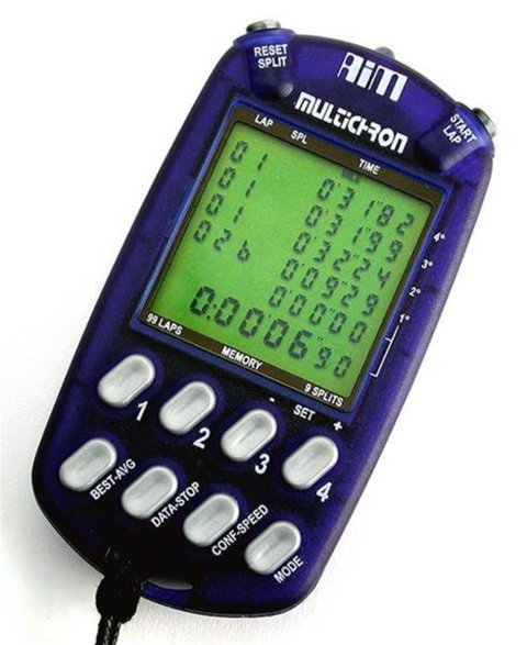 Stopwatch - Digital - 4 Car Tracking - 99 Lap Memory - Multi-Mode - Black - Each
