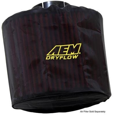 Air Filter Wrap - DryFlow - Reusable - 10-1/2 in OD Base - 9 in OD Top - 9 in Tall - Silicone Treated - Polyester - Black - Each