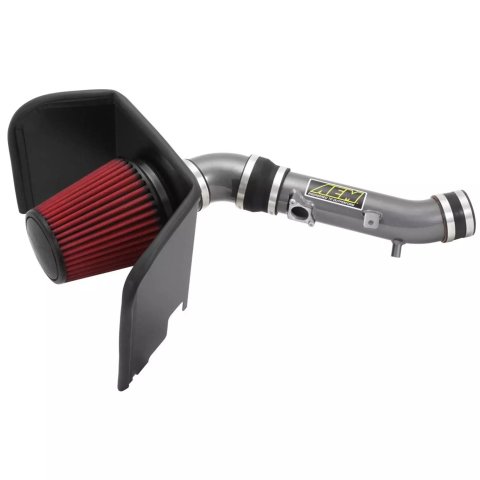 Air Induction System - Brute Force - Reusable Dry Filter - Aluminum - Gray Powder Coat - Toyota V6 - Toyota Midsize Truck 2012-14