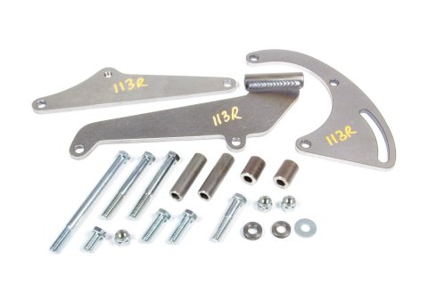 Air Conditioning Bracket - Low Profile - Passenger Side Mount - Steel - Natural - Sanden 508 Compressor - Short Water Pump - Small Block Chevy - Kit