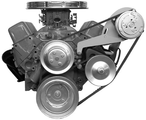 Air Conditioning Bracket - Add-On - Driver Side Mount - Steel - Natural - Sanden 508 Compressor - Long Water Pump - Small Block Chevy - Kit