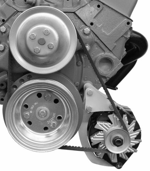 Alternator Bracket - Driver Side - Low Mount - Block Mount - Steel - Natural - Short Water Pump - GM Alternator - Small Block Chevy - Kit