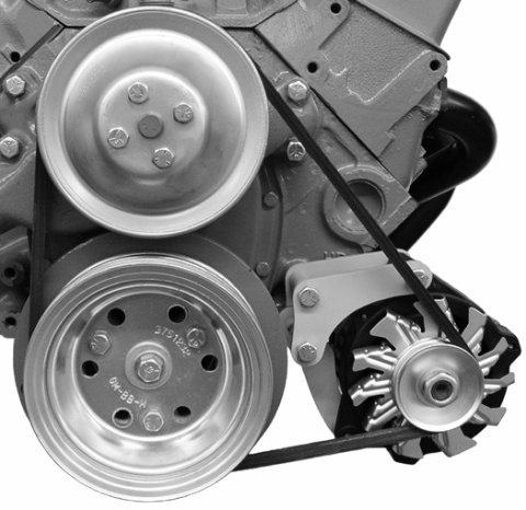 Alternator Bracket - Driver Side - Low Mount - Block Mount - Steel - Natural - Short Water Pump - GM CS130 Alternator - Small Block Chevy - Kit