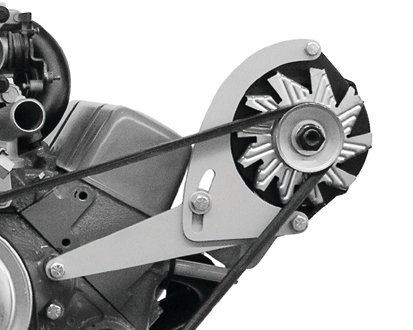 Alternator Bracket - Driver Side - High Mount - Water Pump / Exhaust Mount - Steel - Natural - Short Water Pump - GM Alternator - Small Block Chevy - Kit