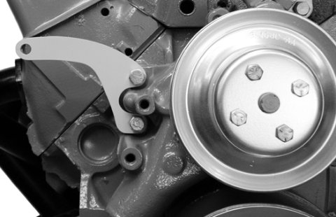 Alternator Support Bracket - Passenger Side - Mid Mount - Water Pump Mount - Steel - Natural - Long Water Pump - Alan Grove Alternator Brackets - Smal