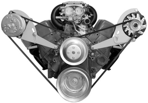 Alternator Bracket - Driver Side - High Mount - Water Pump / Exhaust Mount - Steel - Natural - Long Water Pump - GM Alternator - Small Block Chevy - Kit
