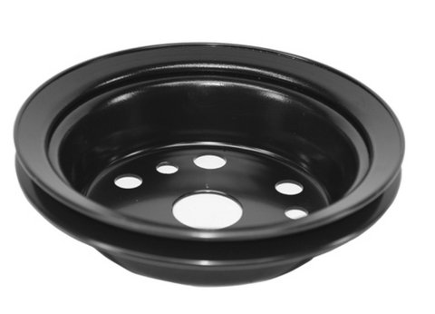 Crankshaft Pulley - Add-On - V-Belt - 1 Groove - 6.75 in Diameter - Steel - Black Paint - Short Water Pump - Small Block Chevy / GM W-Series - Each