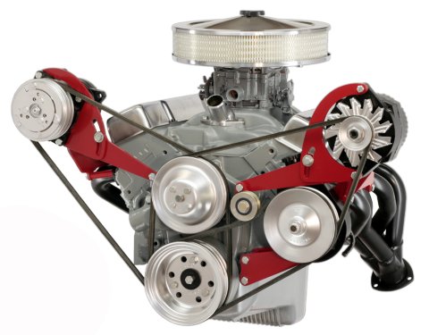Alternator and Power Steering Bracket - Driver Side Mount - Steel - Natural - GM Alternator - Saginaw Pump - Short Water Pump - Small Block Chevy - Ki