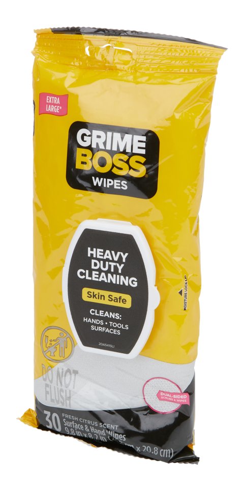 Cleaning Wipes - Grime Boss - Citrus Scent - Premoistened - Resealable - Set of 30