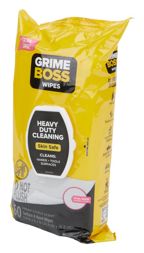 Cleaning Wipes - Grime Boss - Citrus Scent - Premoistened - Resealable - Set of 60
