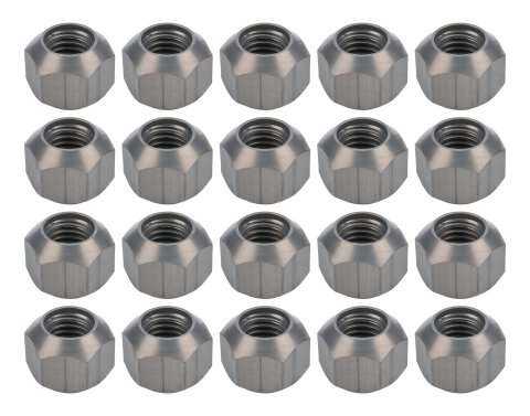 Lug Nut - Hard Coat - 5/8-11 in Thread - 1 in Hex Head - Double 45 Degree Seat - Open End - Aluminum - Gray Anodized - Set of 20