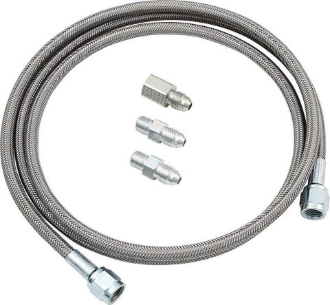 Gauge Line Kit - 4 AN - 36 in Long - 4 AN Female to 4 AN Female - Fittings Included - PTFE - Braided Stainless - Mechanical Pressure Gauges - Kit