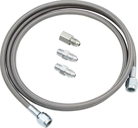 Gauge Line Kit - 4 AN - 72 in Long - 4 AN Female to 4 AN Female - Fittings Included - PTFE - Braided Stainless - Mechanical Pressure Gauges - Kit