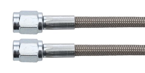 AN Hose Assembly - 12 in Long - 3 AN Hose - 3 AN Straight Female to 3 AN Straight Female - Braided Stainless - PTFE Lined - Each