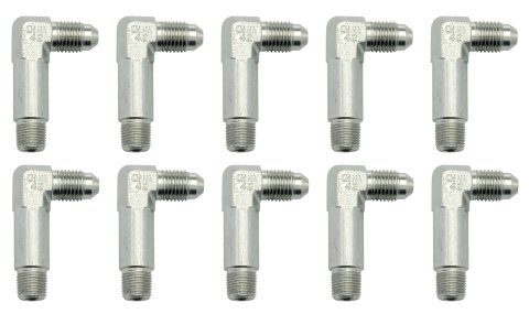 Fitting - Adapter - 90 Degree - 4 AN Male to 1/8 in NPT Male - Steel - Zinc Oxide - Set of 10