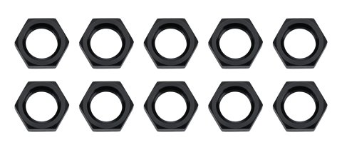 Bulkhead Fitting Nut - 3 AN - Aluminum - Black Anodized - Set of 10